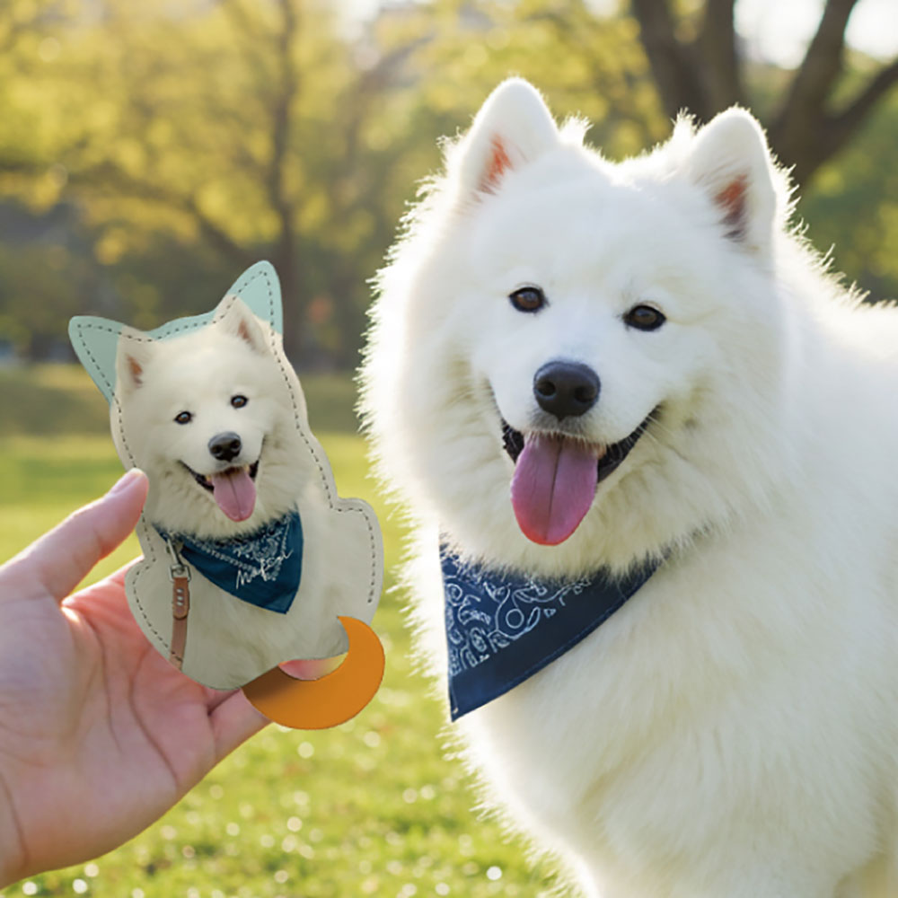 敬老の日に贈る、ペットの写真入り本革キーケース

