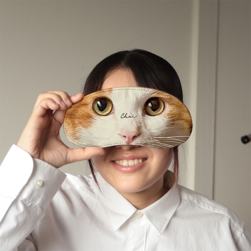 猫の写真からつくるメガネケース 本革ハンドメイド